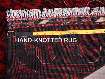 Tribal & Geometric hand-knotted wool runner in Red, 1'9" x 4'11" — SKU O02466 (view 7)