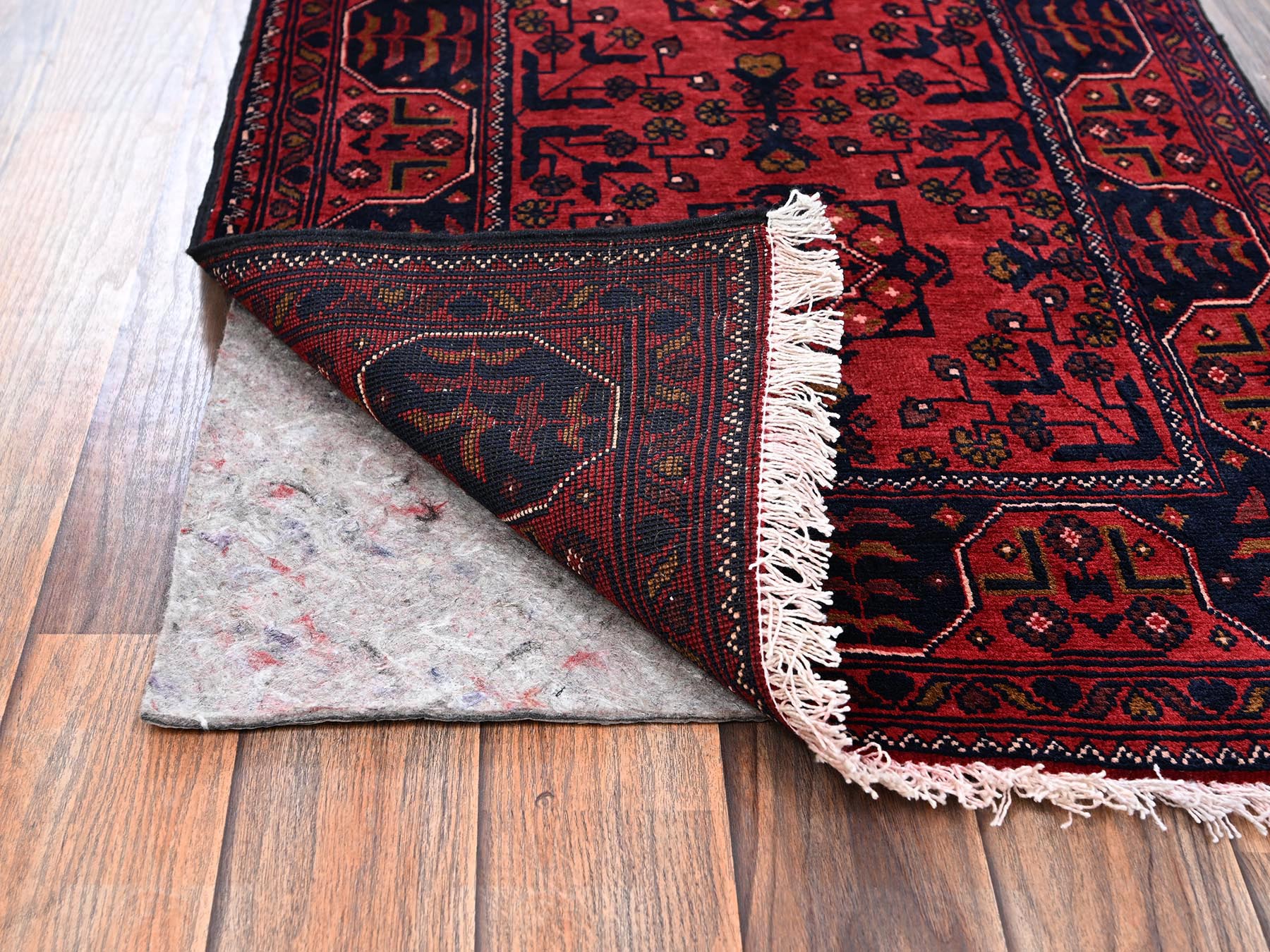 Tribal & Geometric hand-knotted wool runner in Red, 2'1" x 4'9" — SKU O02467 (view 3)
