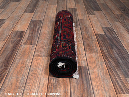 Tribal & Geometric hand-knotted wool runner in Red, 2'1" x 4'9" — SKU O02467 (view 5)