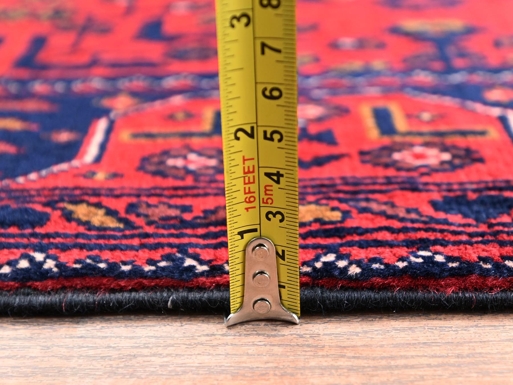 Tribal & Geometric hand-knotted wool runner in Red, 2'1" x 4'9" — SKU O02467 (view 6)
