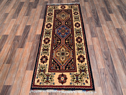 Blue 2'2" x 5'4" Kazak Hand knotted Wool Rug - Sku: O02468