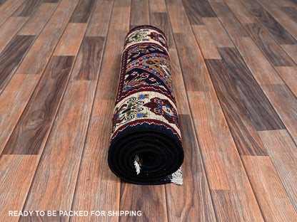 Blue 2'2" x 5'4" Kazak Hand knotted Wool Rug - Sku: O02468