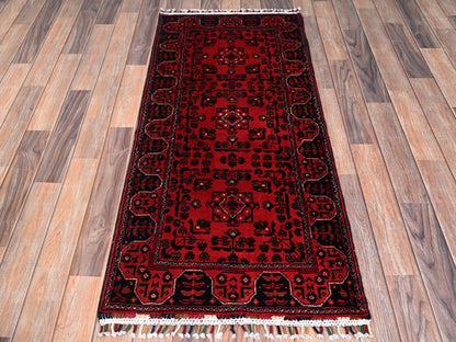 Tribal Tribal & Geometric hand-knotted wool runner in Red, 2'2" x 4'10" — SKU O02469 (view 2)