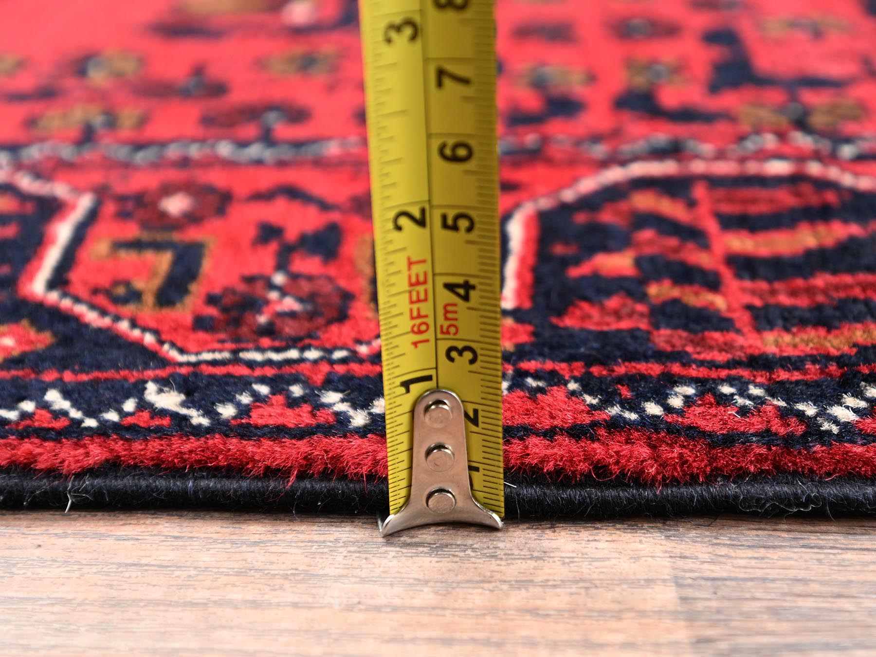 Tribal Tribal & Geometric hand-knotted wool runner in Red, 2'2" x 4'10" — SKU O02469 (view 6)