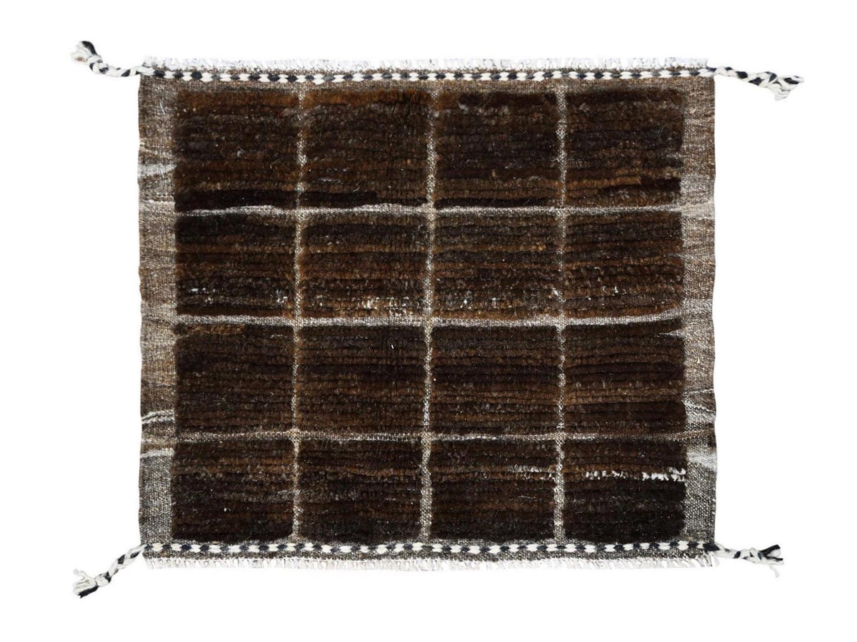 Tribal hand-knotted wool rug in Brown, 1'8" x 2'0", SKU O0246