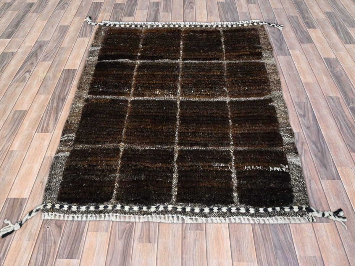 Tribal hand-knotted wool rug in Brown, 1'8" x 2'0", SKU O0246