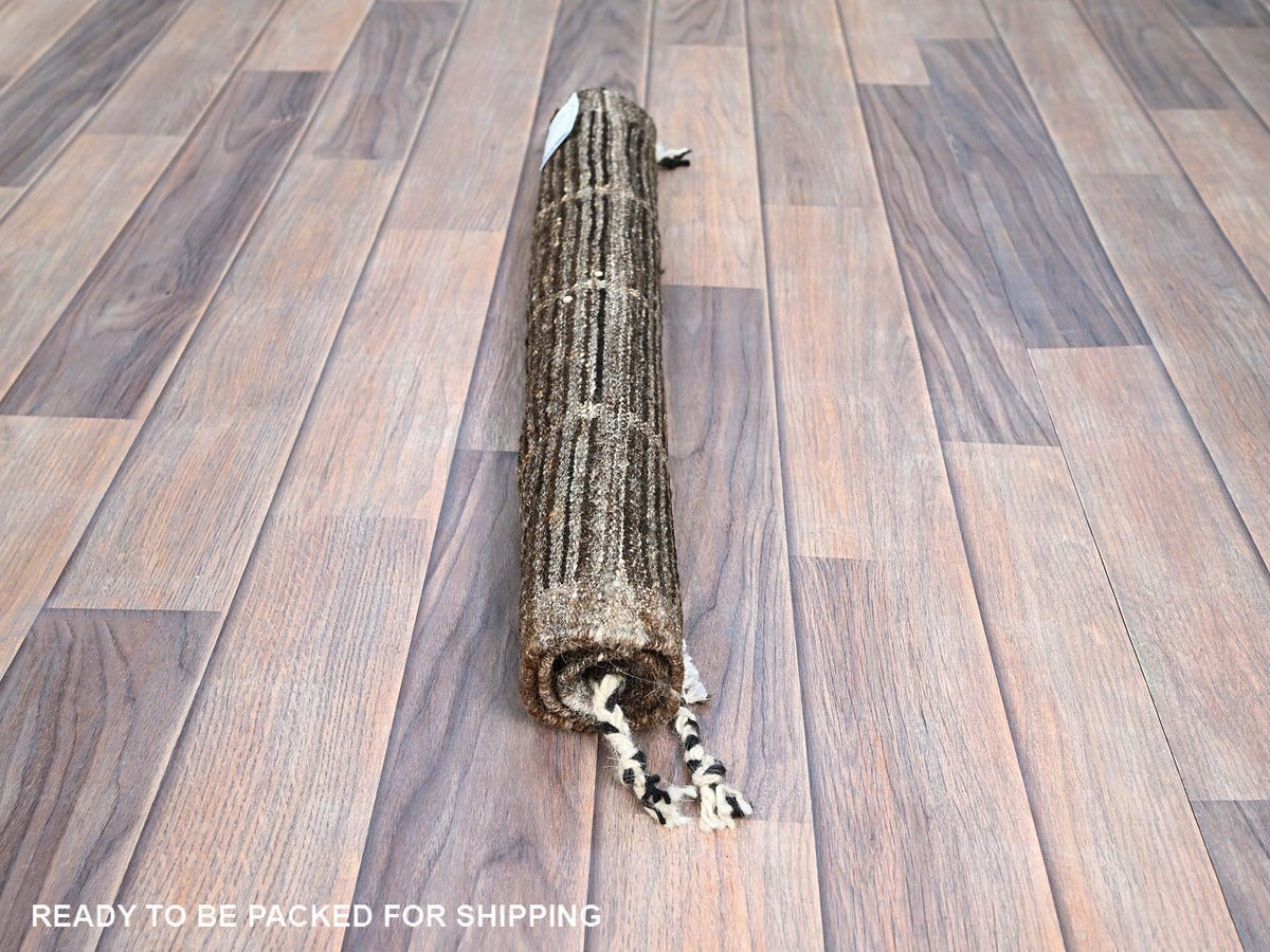 Tribal hand-knotted wool rug in Brown, 1'8" x 2'0", SKU O0246