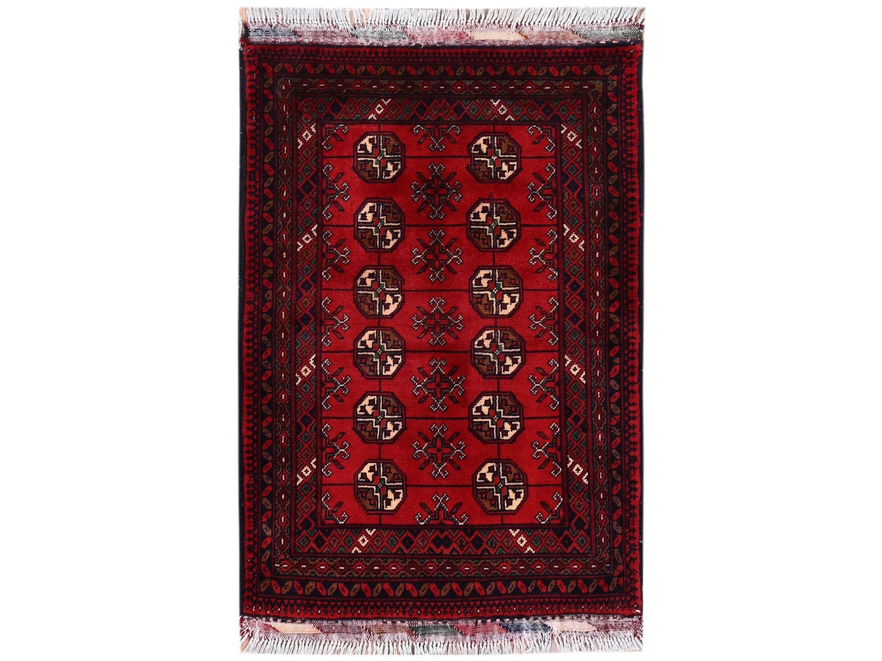 Tribal Tribal & Geometric hand-knotted wool rug in Red & Midnight Blue, 2'2" x 3'1" — SKU O02470