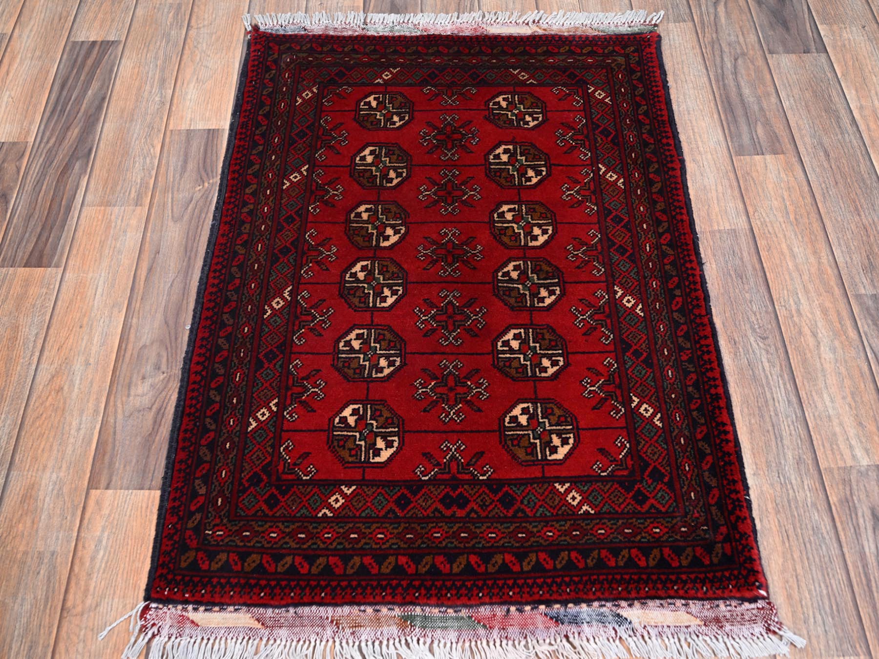 Tribal Tribal & Geometric hand-knotted wool rug in Red & Midnight Blue, 2'2" x 3'1" — SKU O02470 (view 2)