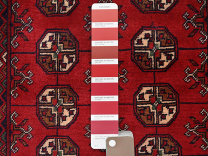 Red 2'2" x 3'1" Tribal & Geometric Hand knotted Wool Rug - Sku: O02470