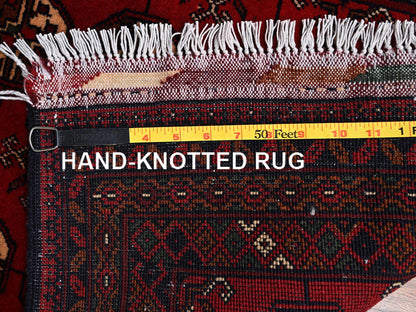 Red 2'2" x 3'1" Tribal & Geometric Hand knotted Wool Rug - Sku: O02470