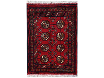 Red 2'0" x 2'10" Tribal & Geometric Hand knotted Wool Rug - Sku: O02471