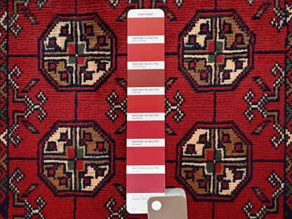 Red 2'0" x 2'10" Tribal & Geometric Hand knotted Wool Rug - Sku: O02471