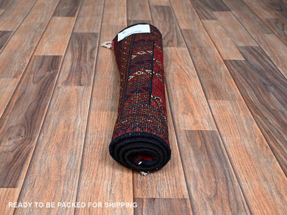 Red 2'0" x 2'10" Tribal & Geometric Hand knotted Wool Rug - Sku: O02471