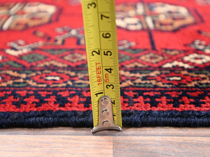 Red 2'0" x 2'10" Tribal & Geometric Hand knotted Wool Rug - Sku: O02471