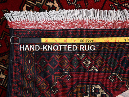 Red 2'0" x 2'10" Tribal & Geometric Hand knotted Wool Rug - Sku: O02471