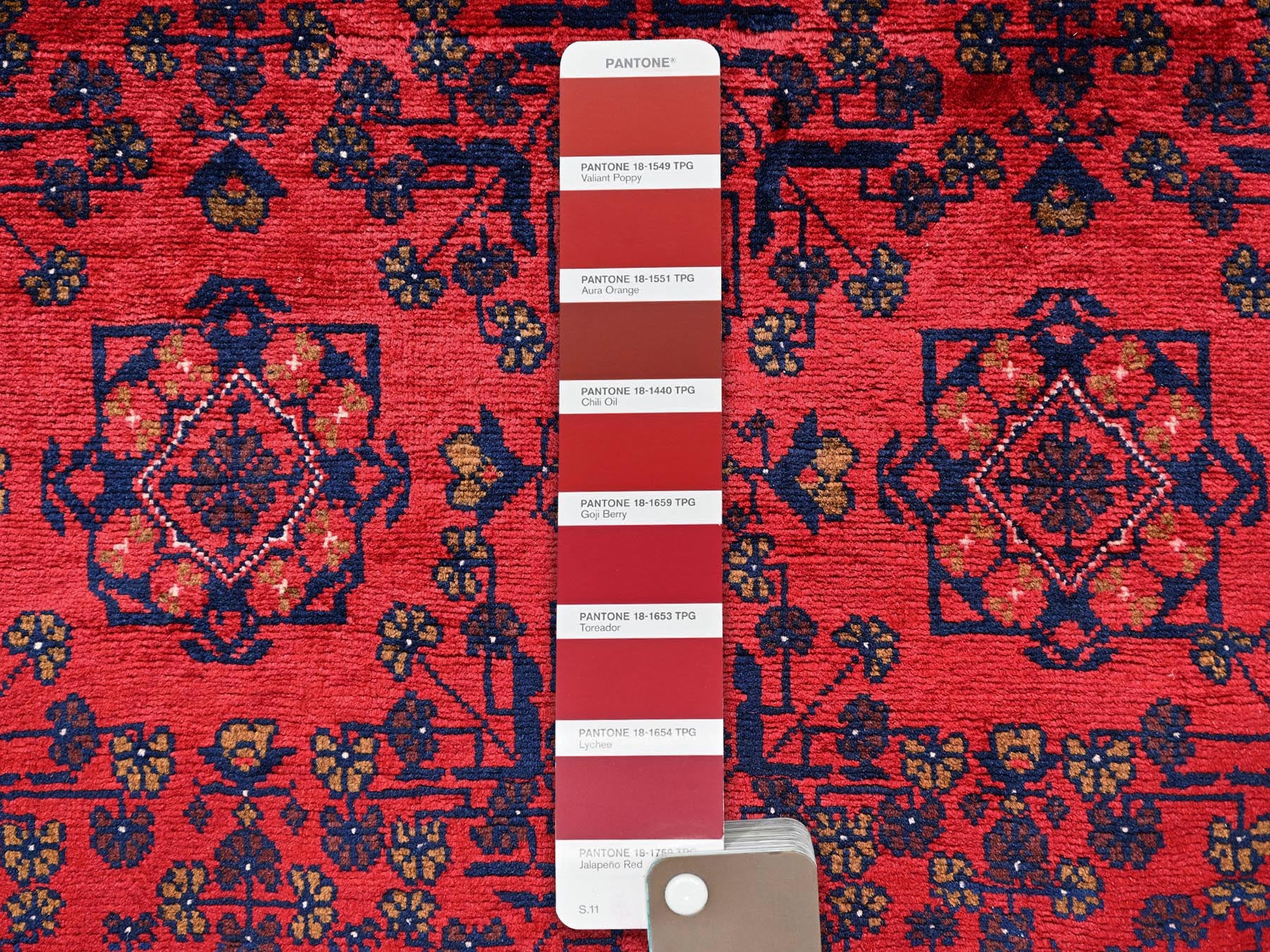 Tribal & Geometric hand-knotted wool rug in Red, 4'11" x 6'5" — SKU O02472 (view 4)