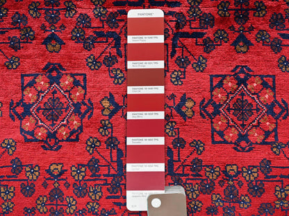 Tribal & Geometric hand-knotted wool rug in Red, 4'11" x 6'5" — SKU O02472 (view 4)