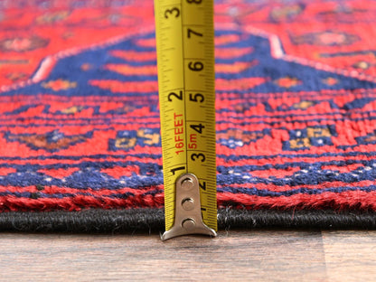 Tribal & Geometric hand-knotted wool rug in Red, 4'11" x 6'5" — SKU O02472 (view 6)
