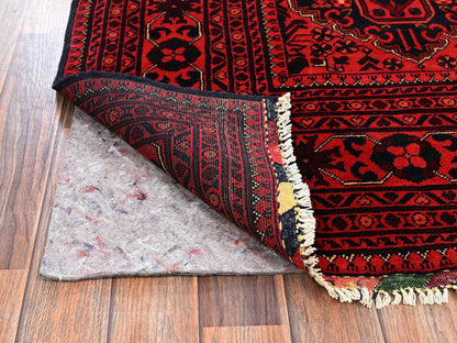 Red 5'1" x 6'5" Tribal & Geometric Hand knotted Wool Rug - Sku: O02473