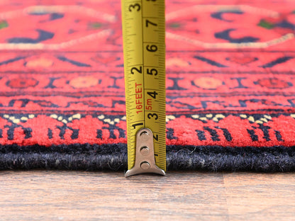 Red 5'1" x 6'5" Tribal & Geometric Hand knotted Wool Rug - Sku: O02473