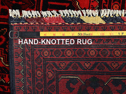 Red 5'1" x 6'5" Tribal & Geometric Hand knotted Wool Rug - Sku: O02473