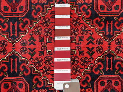 Tribal & Geometric hand-knotted wool rug in Red, 4'11" x 6'5" — SKU O02474 (view 4)