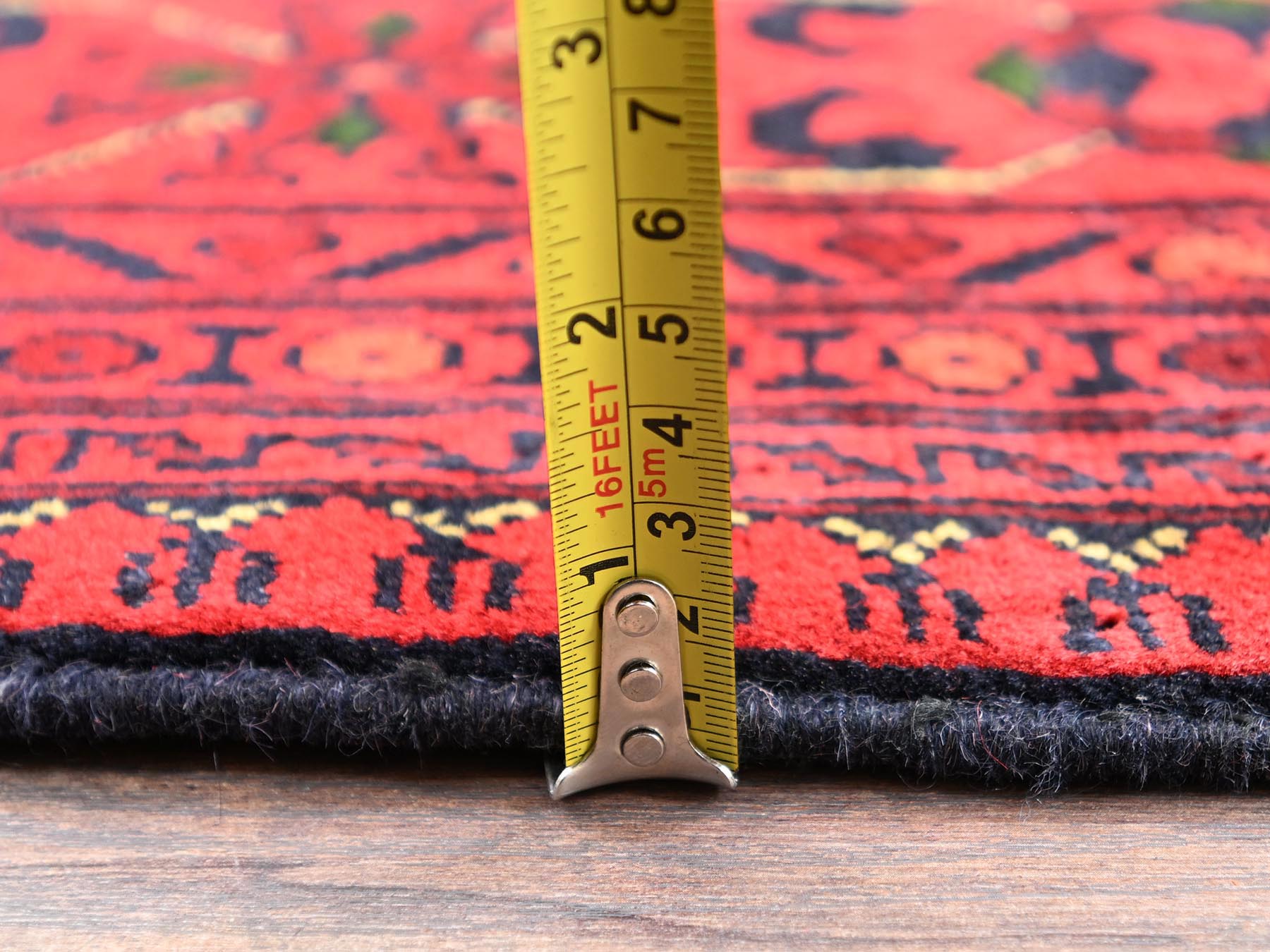 Tribal & Geometric hand-knotted wool rug in Red, 4'11" x 6'5" — SKU O02474 (view 6)
