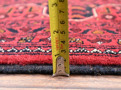 Red 5'0" x 6'7" Tribal & Geometric Hand knotted Wool Rug - Sku: O02475