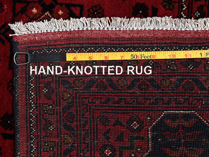 Red 5'0" x 6'7" Tribal & Geometric Hand knotted Wool Rug - Sku: O02475