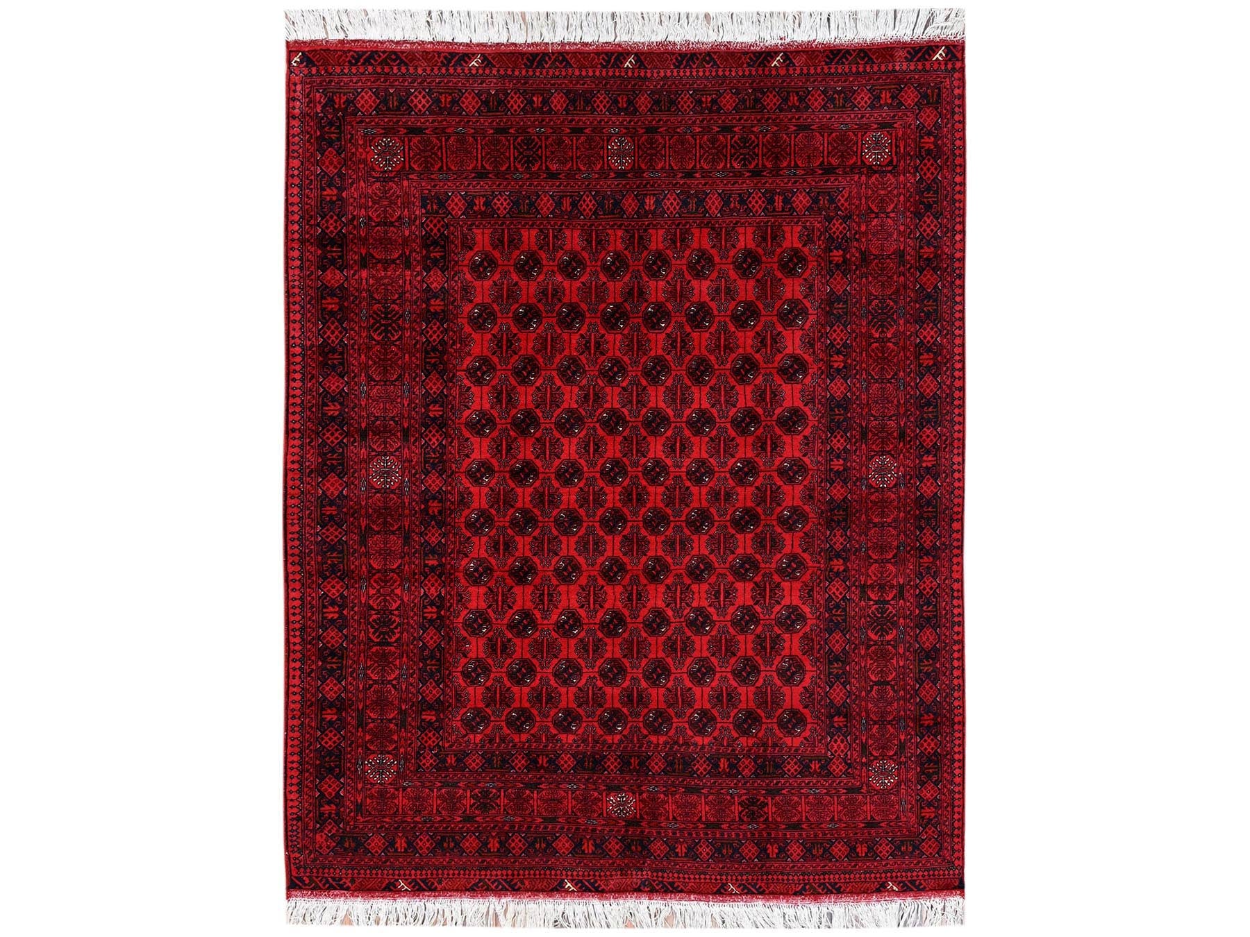 Tribal & Geometric hand-knotted wool rug in Red, 5'2" x 6'5" — SKU O02476