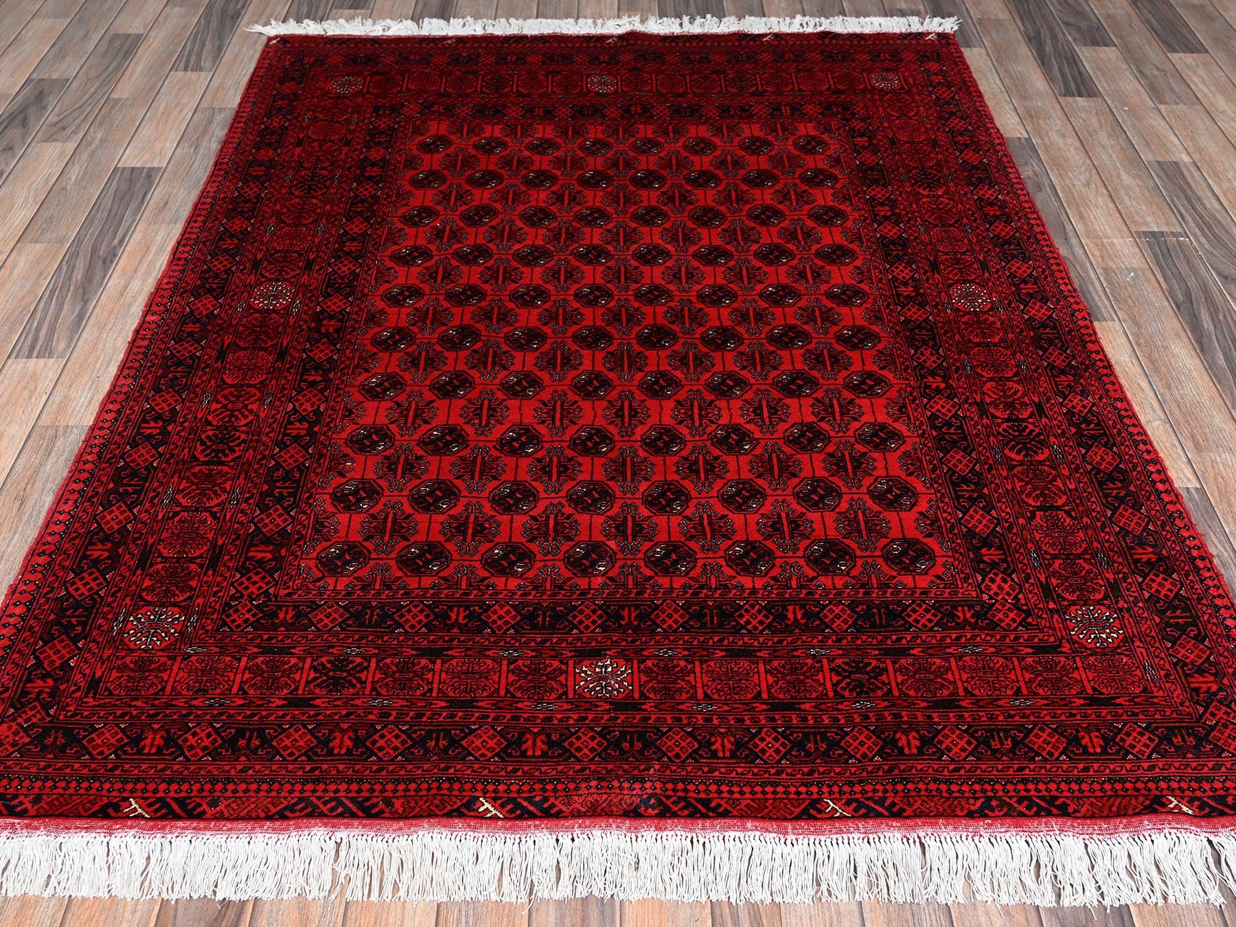 Tribal & Geometric hand-knotted wool rug in Red, 5'2" x 6'5" — SKU O02476 (view 2)