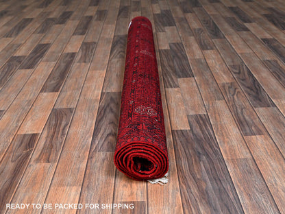 Red 5'2" x 6'5" Tribal & Geometric Hand knotted Wool Rug - Sku: O02476