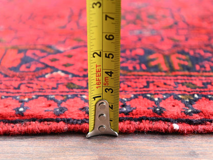 Red 5'2" x 6'5" Tribal & Geometric Hand knotted Wool Rug - Sku: O02476