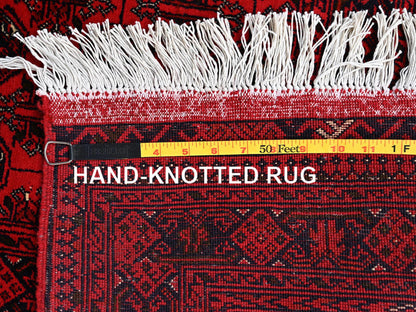Red 5'2" x 6'5" Tribal & Geometric Hand knotted Wool Rug - Sku: O02476