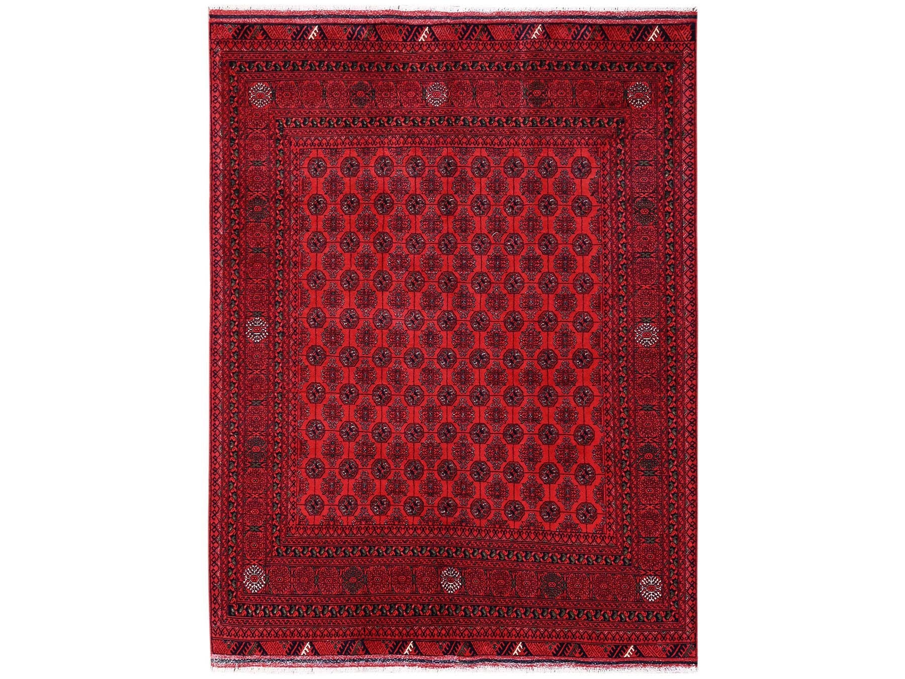 Tribal & Geometric hand-knotted wool rug in Red, 4'11" x 6'5" — SKU O02477