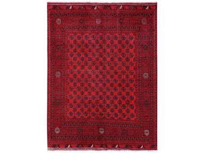Tribal & Geometric hand-knotted wool rug in Red, 4'11" x 6'5" — SKU O02477