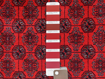 Tribal & Geometric hand-knotted wool rug in Red, 4'11" x 6'5" — SKU O02477 (view 4)