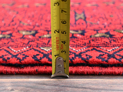 Tribal & Geometric hand-knotted wool rug in Red, 4'11" x 6'5" — SKU O02477 (view 6)