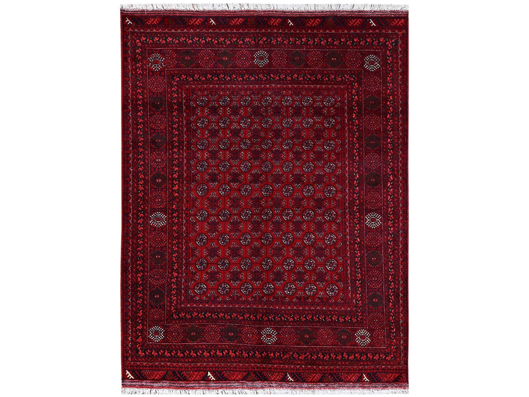 Tribal & Geometric hand-knotted wool rug in Red, 4'11" x 6'5" — SKU O02478