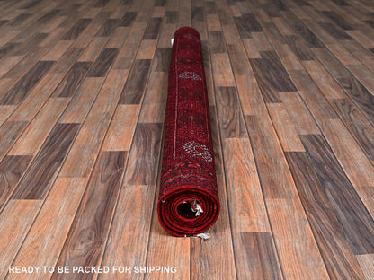 Red 4'11" x 6'5" Tribal & Geometric Hand knotted Wool Rug - Sku: O02478