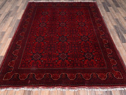 Tribal Tribal & Geometric hand-knotted wool rug in Red, 5'7" x 7'4" — SKU O02479 (view 2)