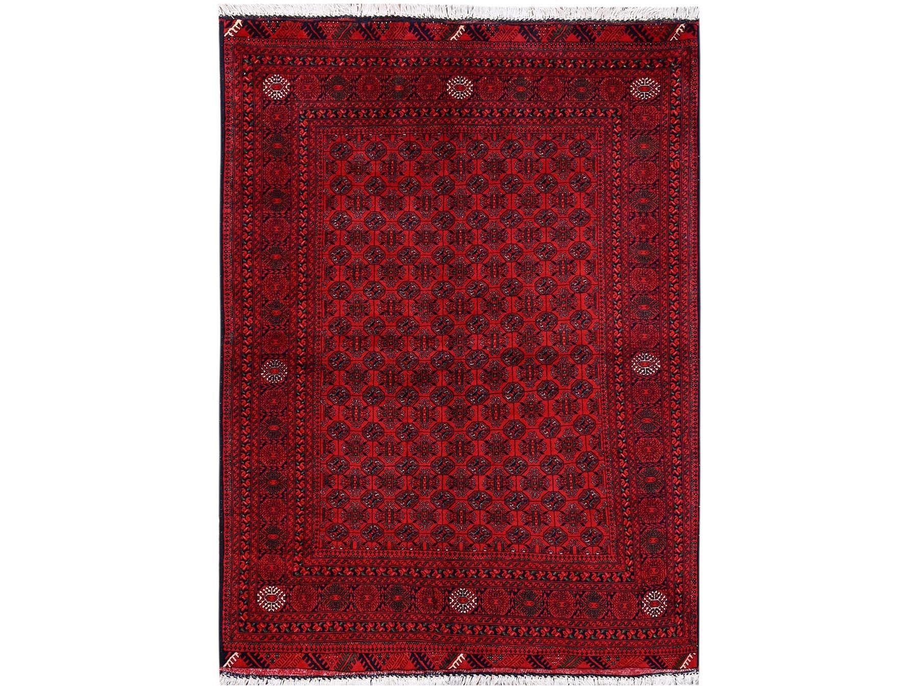 Tribal & Geometric hand-knotted wool rug in Red, 4'9" x 6'5" — SKU O02480