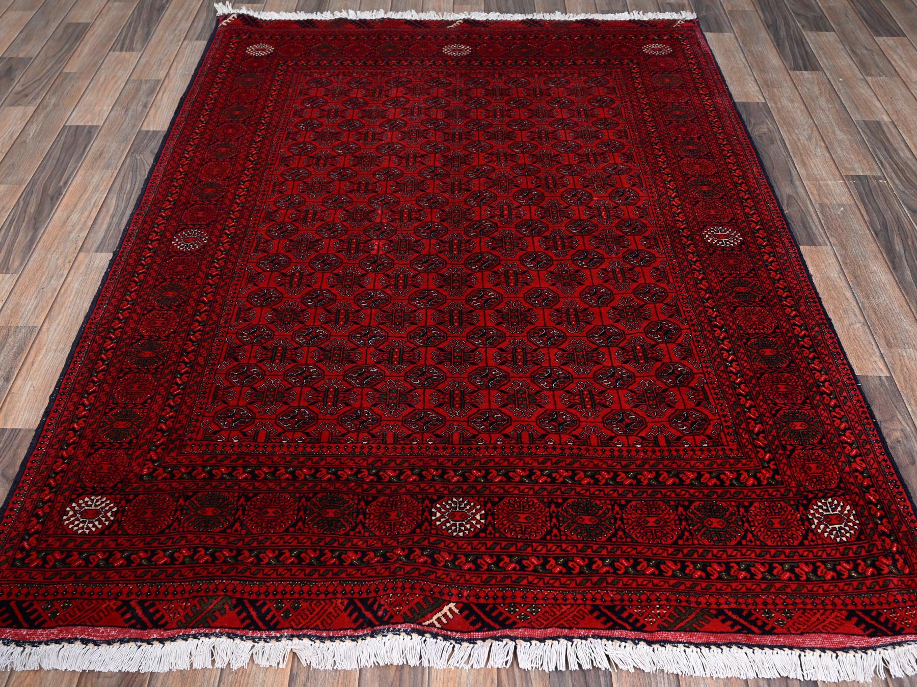 Tribal & Geometric hand-knotted wool rug in Red, 4'9" x 6'5" — SKU O02480 (view 2)