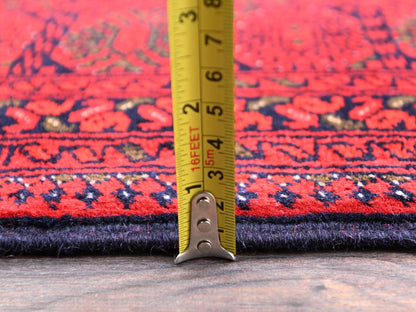 Red 4'9" x 6'5" Tribal & Geometric Hand knotted Wool Rug - Sku: O02480