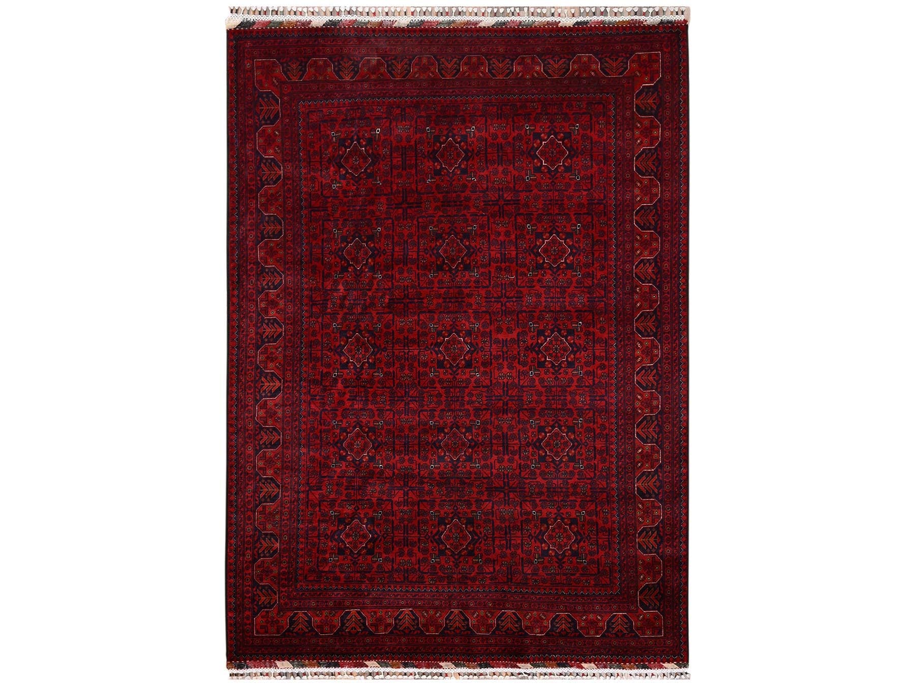 Tribal & Geometric hand-knotted wool rug in Red, 5'6" x 7'8" — SKU O02481