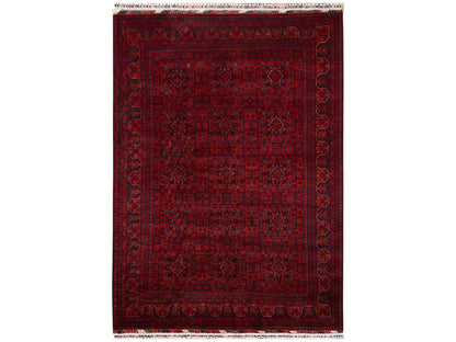 Tribal & Geometric hand-knotted wool rug in Red, 5'6" x 7'8" — SKU O02481