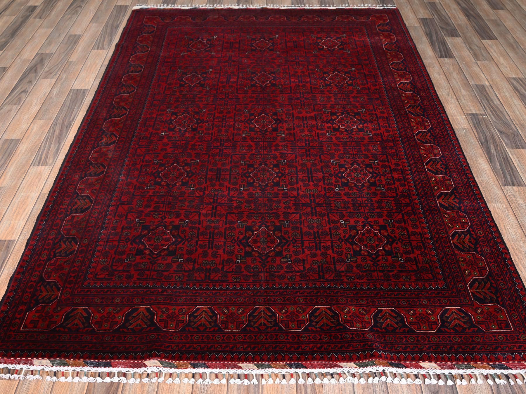 Tribal & Geometric hand-knotted wool rug in Red, 5'6" x 7'8" — SKU O02481 (view 2)