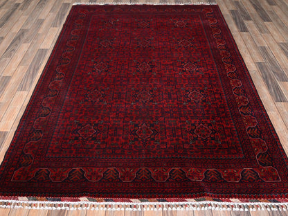 Tribal & Geometric hand-knotted wool rug in Red, 5'6" x 7'8" — SKU O02481 (view 2)