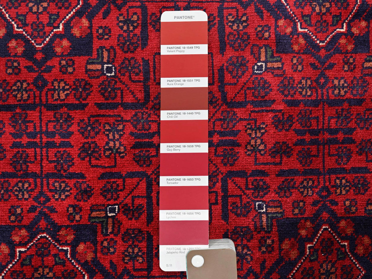 Tribal & Geometric hand-knotted wool rug in Red, 5'6" x 7'8" — SKU O02481 (view 4)